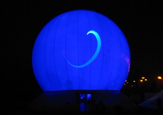 Inflatable dome tent with lighted