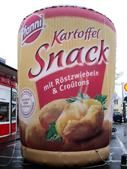 Inflatable potato snack filled with air