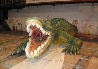 Inflatable crocodile with airbrush